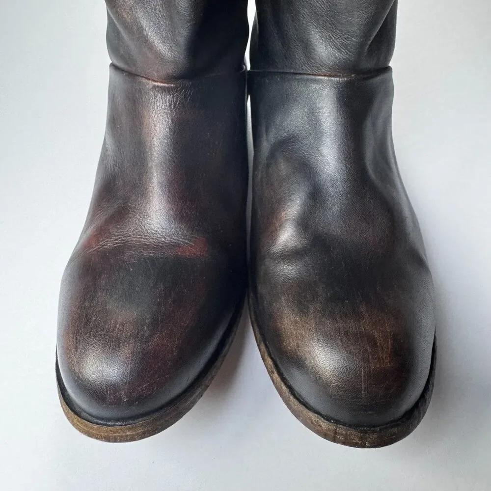 Free People Brown Leather Boots Womens EU 37  Tall Studded‎ Portugal Decorative - Picture 4 of 15